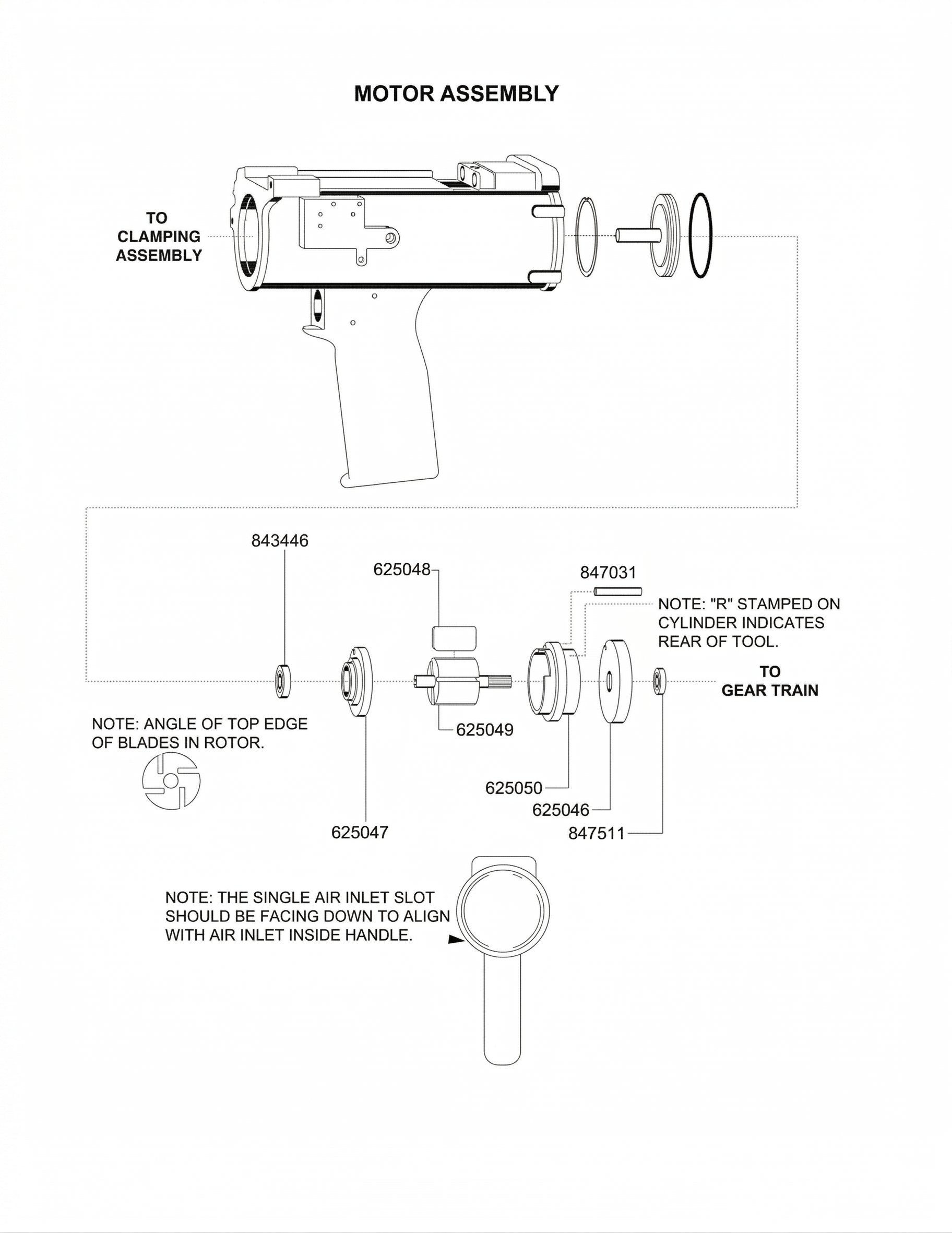 Exploded view of motor assembly