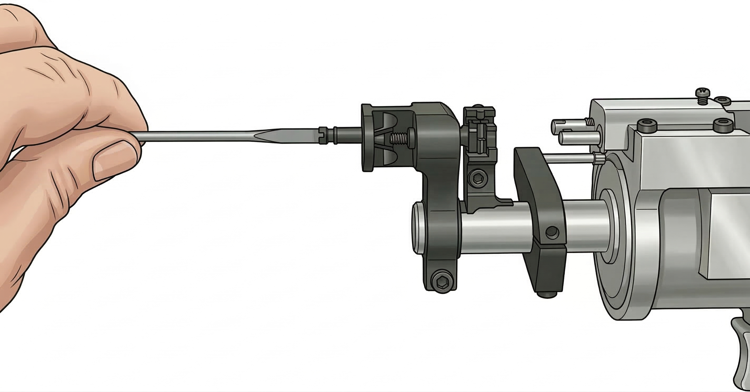 Step 2: Remove mandrel and collet spring