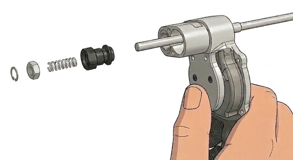 Step 7: Remove retainer rings from adjustment knobs