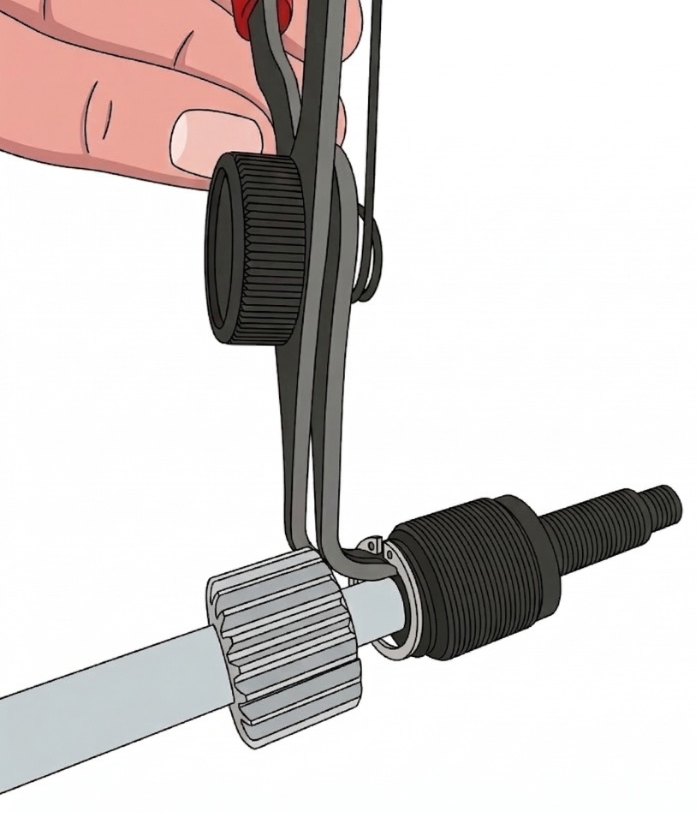 Step 10: Remove retainer rings and expose bearings