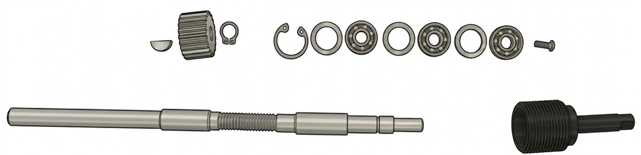 Step 11: Remove spindle bearings, gear, and key