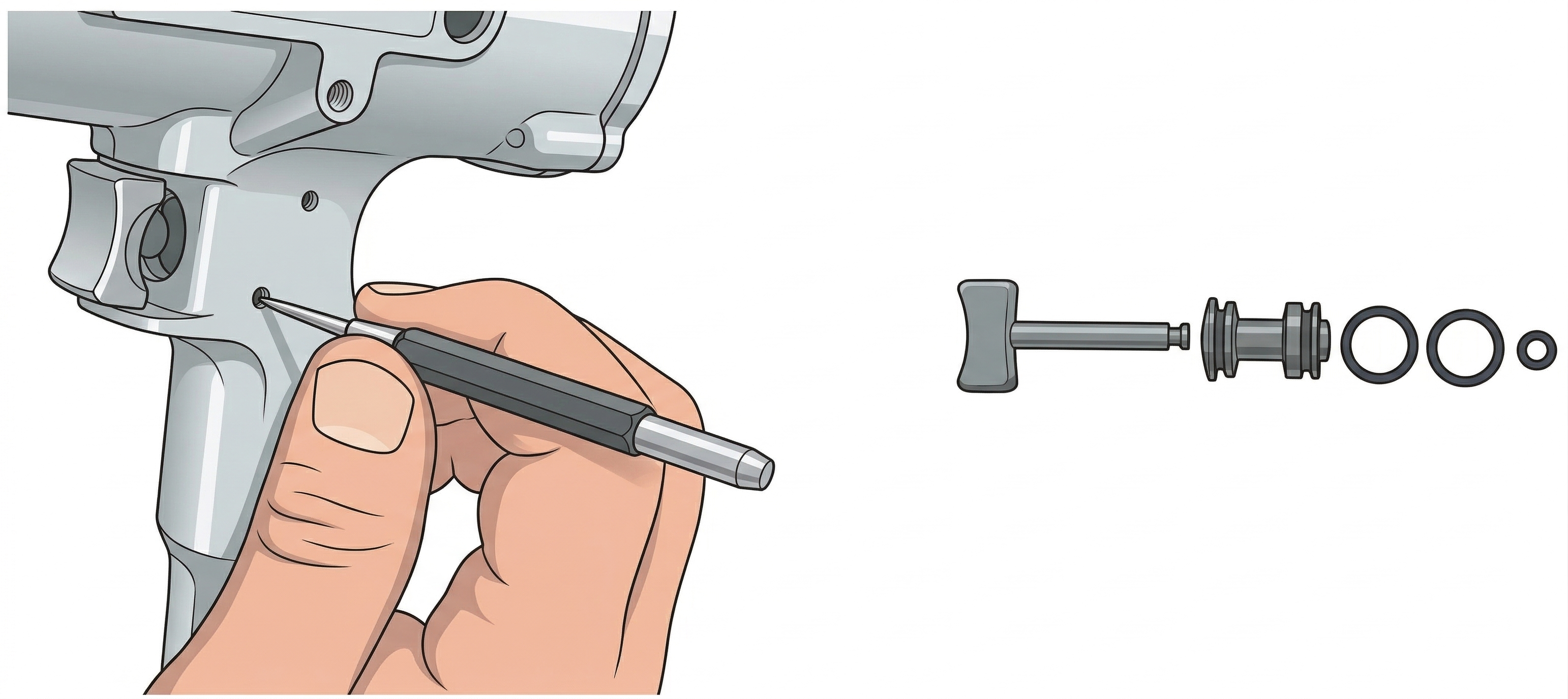 Step 1: Drive out dowel pin and remove trigger assembly